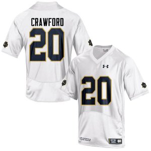 Notre Dame Fighting Irish Men's Shaun Crawford #20 White Under Armour Authentic Stitched College NCAA Football Jersey WTF8899TS